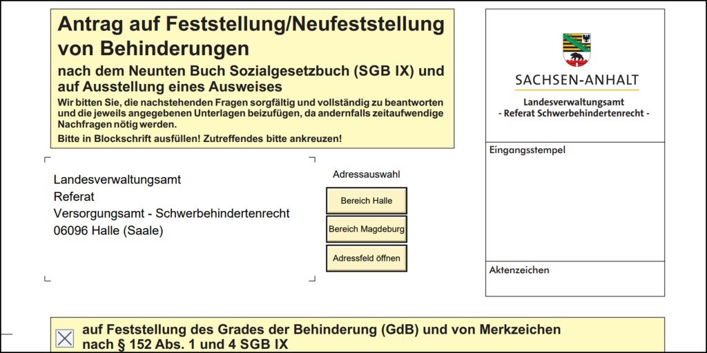 Antrag auf Neufeststellung des Grades der Behinderung (GDB) - Ich und MS